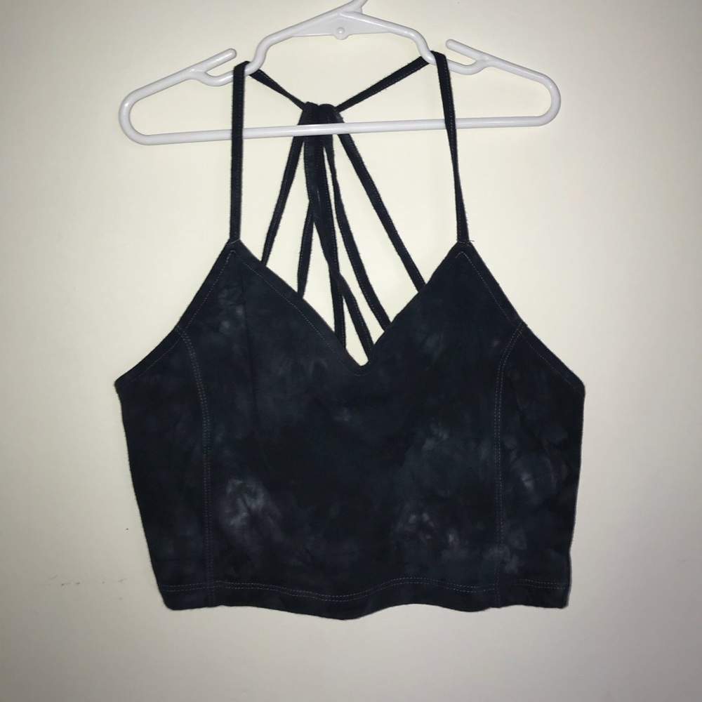 black wash crop top with cute back detailing